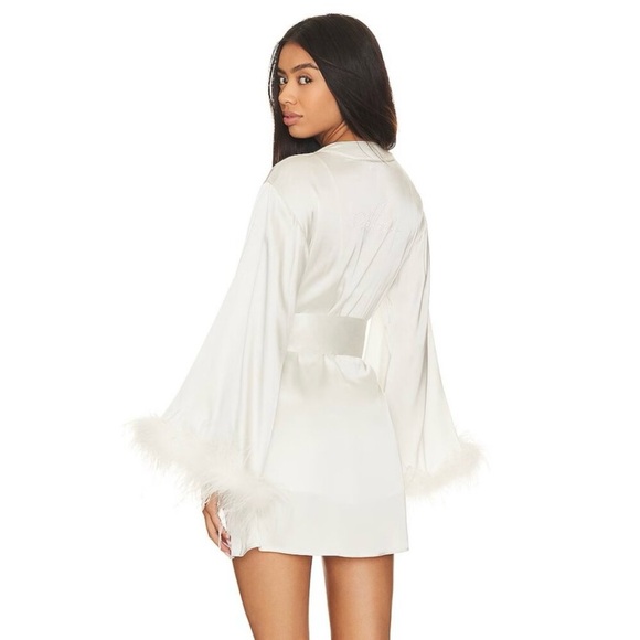 NWT Lovers and Friends Fleur Robe “Mrs.” Faux Pearl Embellished